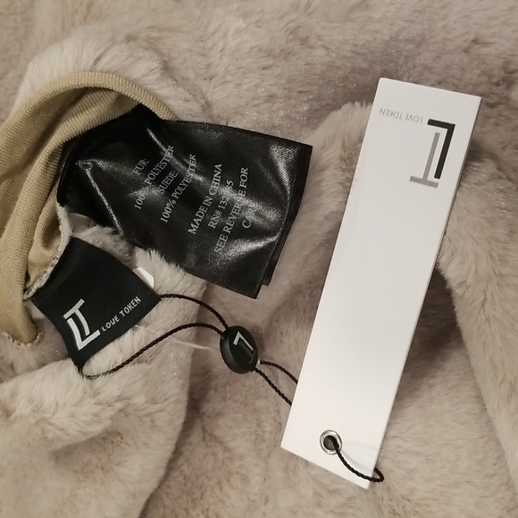 💕LOVE TOKEN💕 Eddie Faux Fur Reversible Hooded Coat ~ Plaid Print Small S NWT - Picture 15 of 16